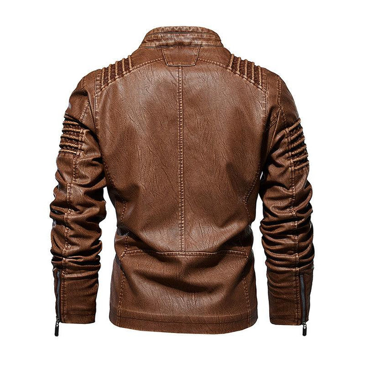 Men Leather Jacket Winter And Autumn Motorcycle PU Warm Fashion Coat - GEARTA