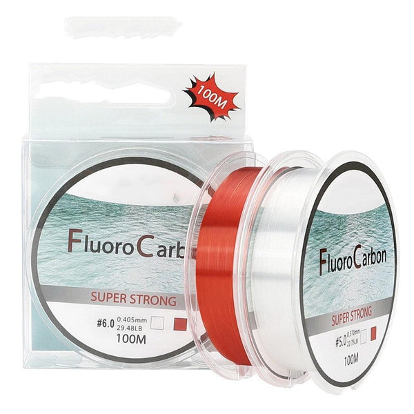 100M FLUOROCARBON FISHING LINE RED/CLEAR TWO COLORS 4-32LB CARBON FIBER - GEARTA