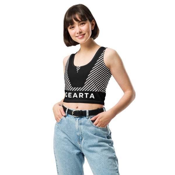 Retro Black & White Stripped Crop Top - GEARTA