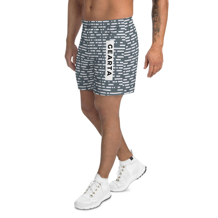 Men's Line-Patterned White and Grey Shorts - GEARTA