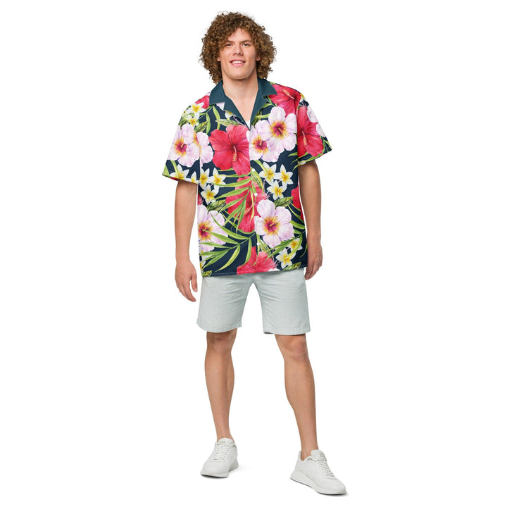 Aloha Tropical Hibiscus Hawaiian Button Up Shirt - 2XS - GEARTA