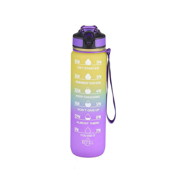 Large Capacity Plastic BPA Free Sports Straw Water Bottle - Gradient yellow blue purple / 1L / Plastic - GEARTA