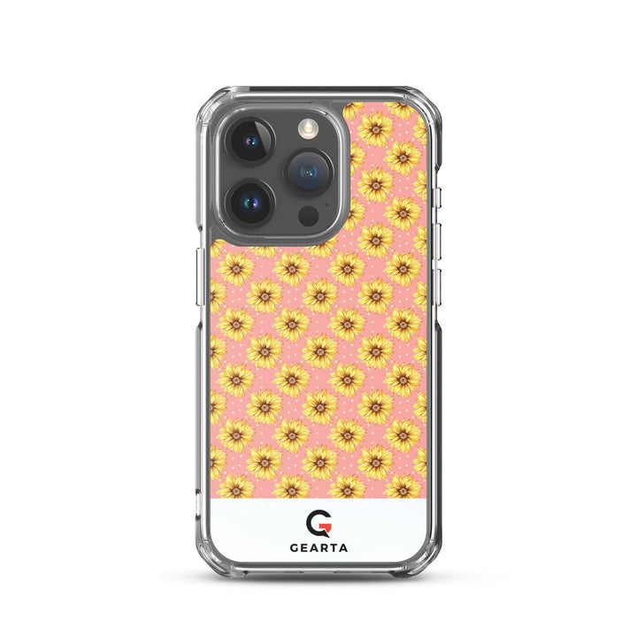 Sunflower Pattern Clear iPhone Case - iPhone 15 Pro - GEARTA