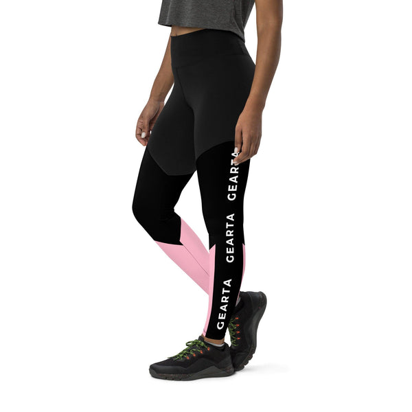 Bold Pink Knee High Sports Sharp Leggings - GEARTA